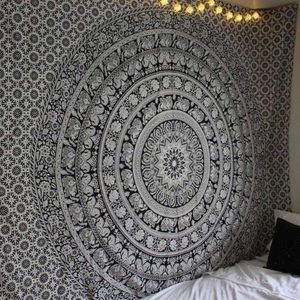 Floral Hippie Elephant Mandala Tapestry